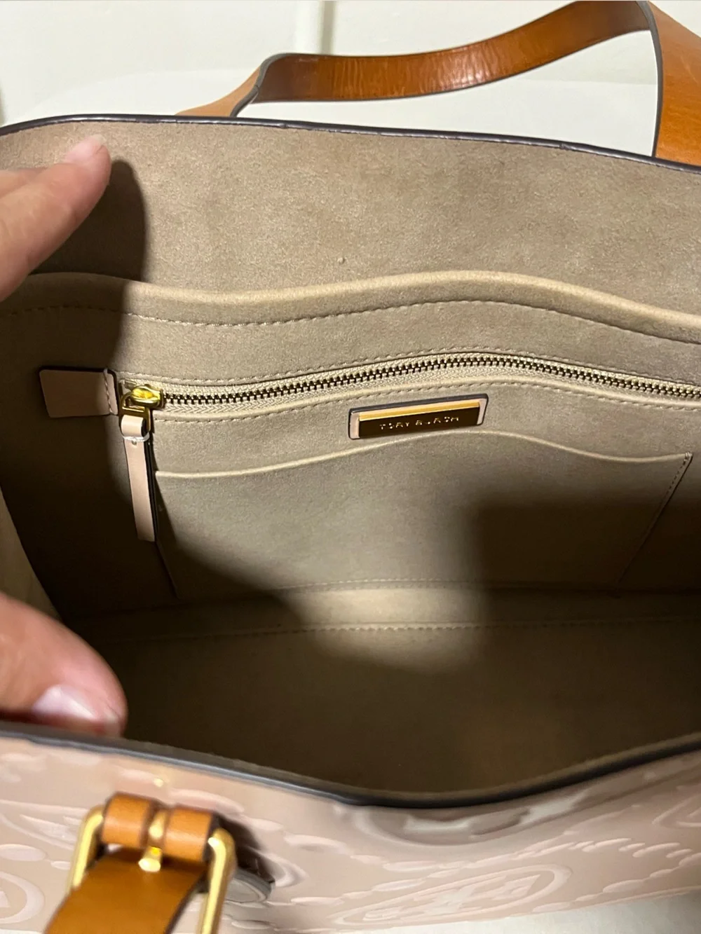 Tory Burch T-monogram contrast tote Pink dawn.